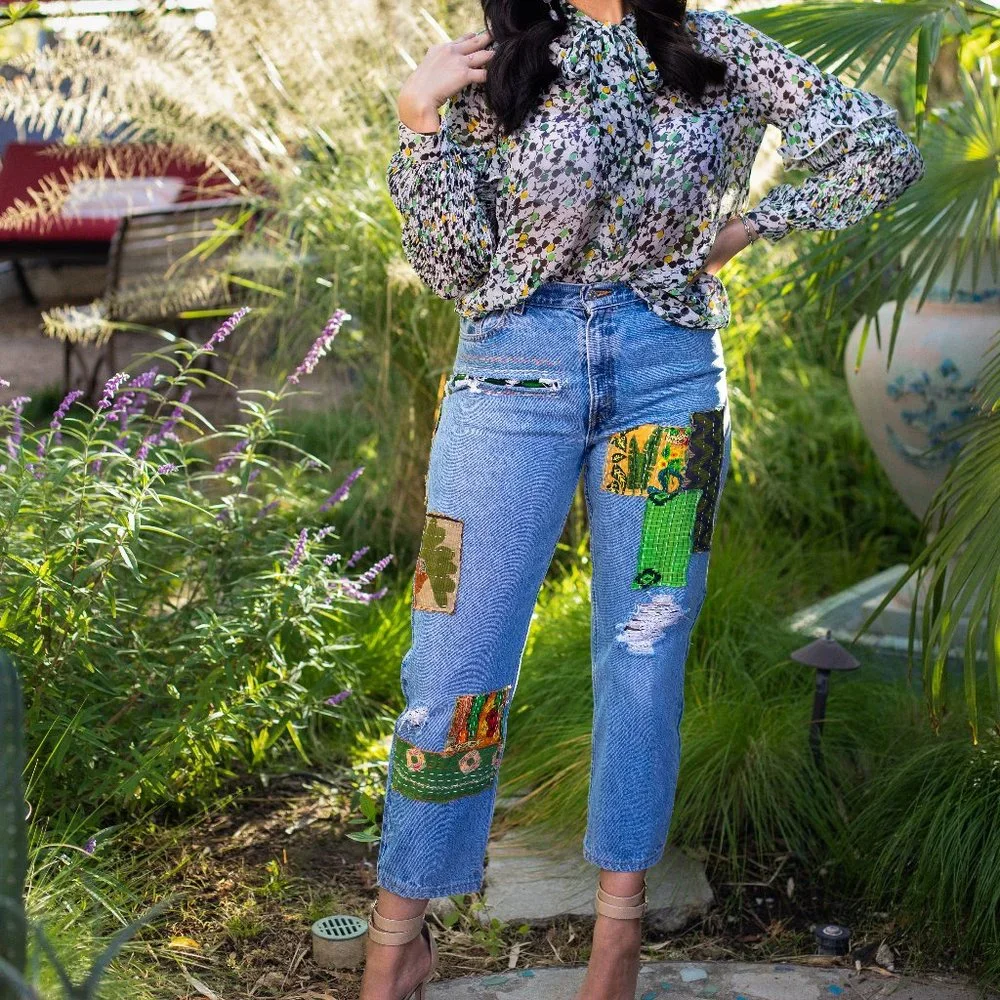The "Shay" Jean| Levi's | Upcycled Kantha Boho | - Picture 1 of 8
